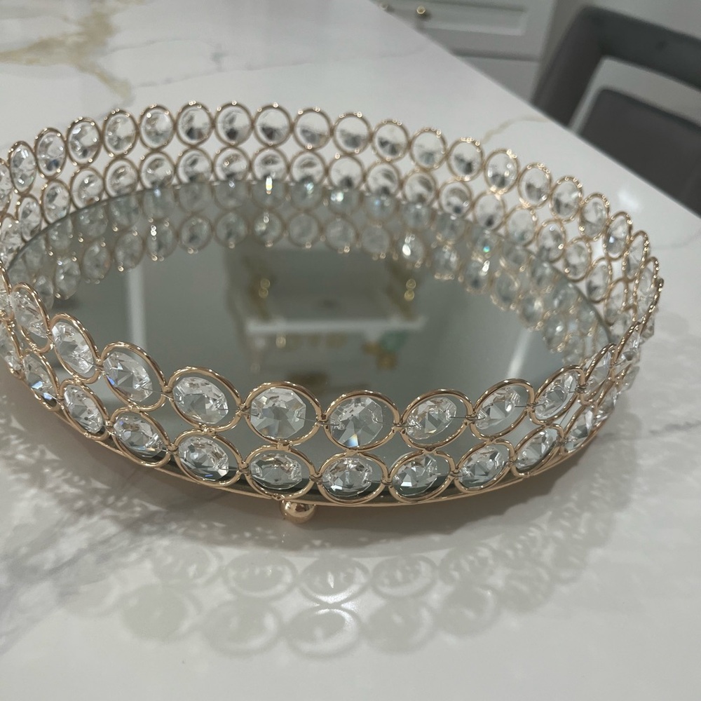 Amazon Gold and Silver Crystal Decorative Tray